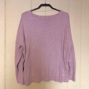 Chico's 2 Purple Knit Top Boxy Relaxed Fit Boat Neck Long Sleeve Size Large